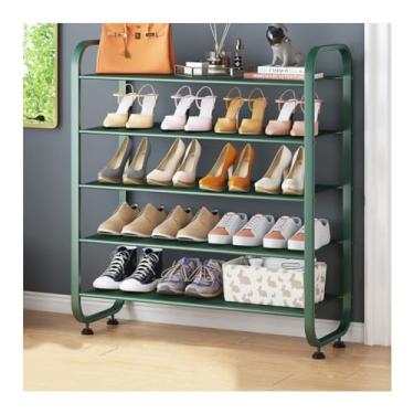 Imagem de Sapateira empilhável de metal 3/4/5 nível organizador de armazenamento de sapatos estreito 9-12 pares prateleira de sapatos ajustável para quarto armário entrada dormitório quarto economia de espaço