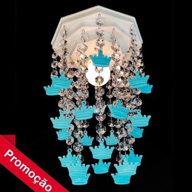 Imagem de Lustre Para Quarto Infantil Masculino Menino Decoração Coroa Luminária Quartinho Azul