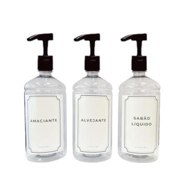 Imagem de Kit 3 Peças Lavanderia Luxo Âmbar Organização Alta Vazao Banheiro Lavador Minimalista (Cristal)