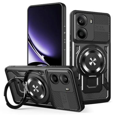 Imagem de Kukoufey Capa compatível com Xiaomi Poco X7 Pro 5G 2412DPC0AG 2412DPC0AI, compatível com MagSafe, suporte magnético giratório de 360 graus, capa para celular preta