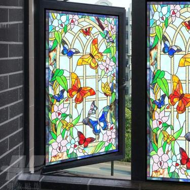 Imagem de Janela de privacidade de vitral, adesivo decorativo de janela auto-adesiva, para o quarto da sala de estar da cozinha do quarto, 100x100cm (39x39innch)