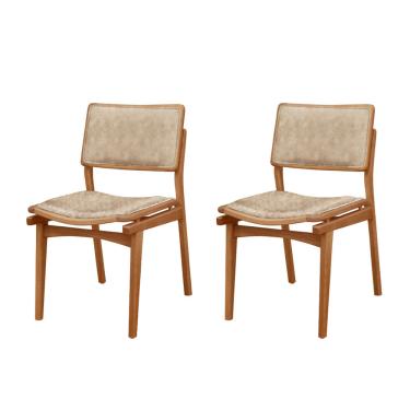 Imagem de Conjunto Eva com 2 Cadeiras Madeira Moderna Mobília - Milano / Imbuia Nat.