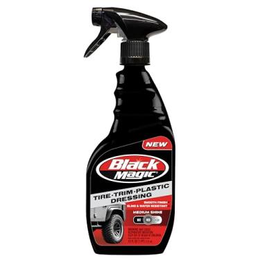 Imagem de Black Magic 120230 Curativo de plástico para acabamento de pneu, brilho médio, sem riscos, resistente à água e fórmula não oleosa para pneus, acabamento e plástico, dura até 2 semanas - 40 ml
