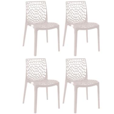 Imagem de Kit 4 Cadeiras Gruvyer Estrutura Em Polipropileno Fratini Branco