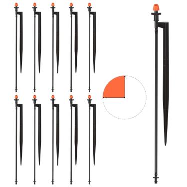 Imagem de La Farah Cabeças de irrigação de 90 graus: Micro bocal de irrigação em estaca de 12 polegadas com tubo de 0,6 cm - emissores de spray de gotejamento para sistema de irrigação de jardim (pacote com 20)