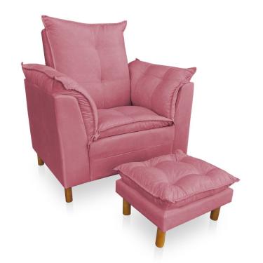 Imagem de Poltrona De Amamentação Com Puff Laura Suede - Pallazio Cor Rosa