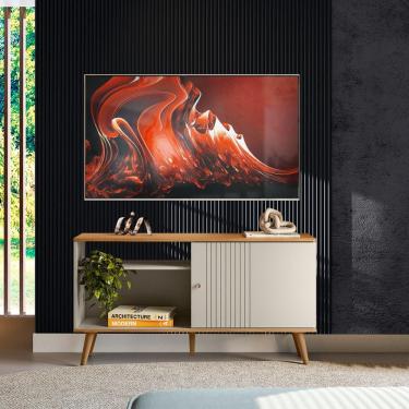 Imagem de Rack Para Sala Tv Até 50 Polegadas Porta De Correr Nature Off White Rhea Shop Jm