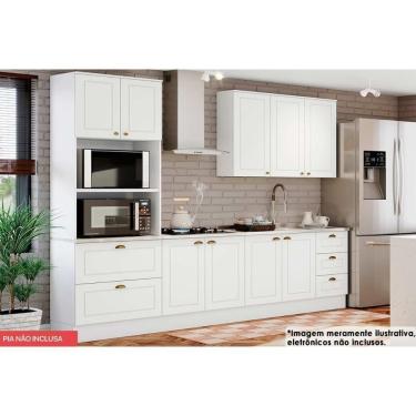 Imagem de Kit de Cozinha Completa Americana 5 Módulos 10 Portas 5 Gavetas MDF Branco com Nicho pa...