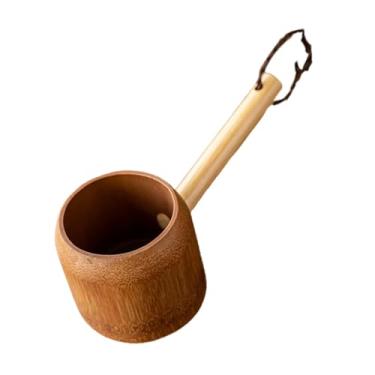 Imagem de WeiLaiKeQi Concha de bambu para servir água, colher de arroz, colher para cerimônia do chá japonesa, para sauna, rega de plantas, despejar, Cor Escura