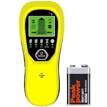 Imagem de eoutil Detector de pinos multisuperfícies | Scanner de parede 5 em 1 com LCD HD e sensor de precisão | Localiza madeira/metal/tubos/fios CA com feixe central