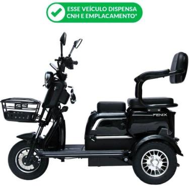 Imagem de Triciclo Elétrico 750W Fenix Preto Tração Reduzida Freio no Pé - Não P
