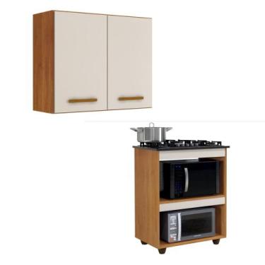 Imagem de Conjunto Armário Aéreo de Cozinha 2 Portas e Balcão para Cooktop 4 Boc