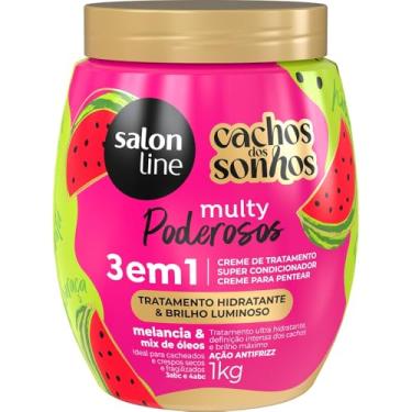 Imagem de Salon Line, Creme de Tratamento 3 em 1, Multy Poderosos, Cachos dos Sonhos, Melancia e Mix de Óleos, Vegano - Para Cabelos Cacheados e Crespos, 1kg