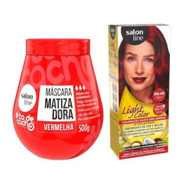 Imagem de Salon Line, Kit Vermelhão do Poder Com Máscara Matizadora Vermelha + Light Color Vermelho Cereja, Somente a Máscara é Vegana - Para Cabelos Ondulados, Cacheados e Crespos, 500 g