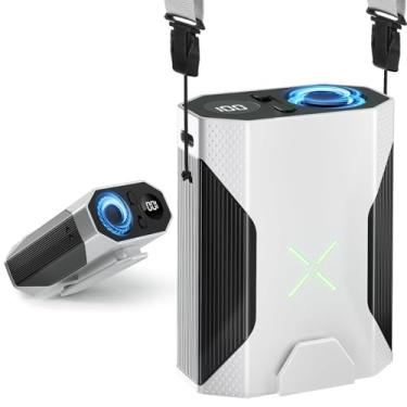 Imagem de WITOROR Ventilador de cintura portátil com fluxo de ar forte de 5 velocidades 36000 RPM, ventilador de cinto pessoal vestível, ventilador recarregável sem escova de alta velocidade, ventilador de