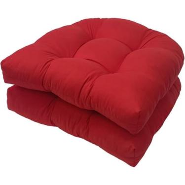 Imagem de Almofada Em Forma De U Almofada De Assento De Sofá Para Uso Interno E Externo Almofada De Cadeira De Vime De Vime Para Móveis De Pátio, Red, 2 pack (48 * 48cm)
