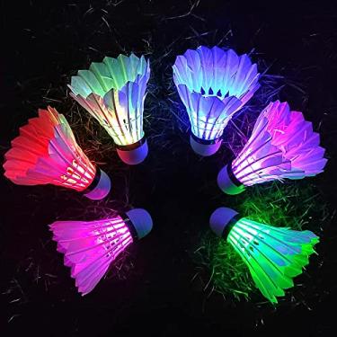 Imagem de LED Shuttlecock Badminton Birdies, Shuttlecock Dark Night Goose Feather Glow Birdies Lighting for Outdoor Indoor Sport Activities (6 Packs) (Multi Color)L8