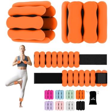 Imagem de Pesos de pulso, pesos de tornozelo ajustáveis para mulheres, homens e crianças, conjunto de 2 pesos de braço e perna de pilates (500 g cada peso), pulseira de silicone para caminhada, natação, ioga