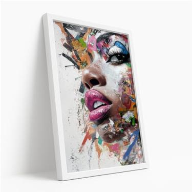 Imagem de Quadro Decorativo com moldura Frase Esmalte Colorido Feminino Salão Beleza Inspiração Unhas Delicado Rosa Azul Pastel Decoração Manicure