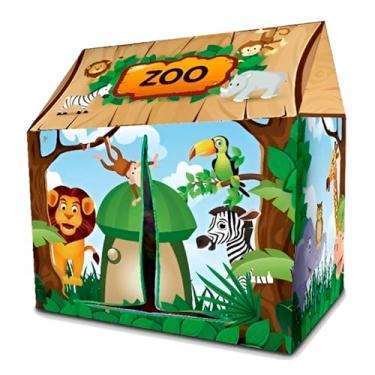 Imagem de Barraca Toca Cabana Casinha Tenda Infantil Safari com Animais Coloridos – Dobrável, Fácil de Montar e Brinquedo Educativo para Crianças +3 Anos