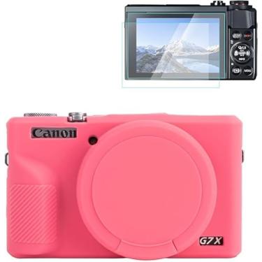 Imagem de Rieibi Capa de silicone para Canon G7X Mark III, acessórios G7X Mark III com 2 protetores Sreen, capa de lente removível para Canon G7X Mark III