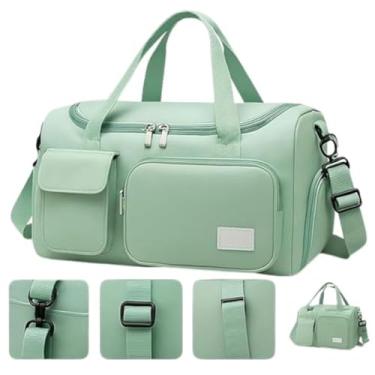 Imagem de Bolsa Feminina de Viagem Grande 30L – Mala de Bordo 10kg Dobrável com 5 Compartimentos, Alça Transversal, Ideal para Academia, Passeios, Maternidade e Fim de Semana (Verde)