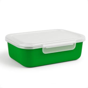 Imagem de Kit Pote Marmita Fitness 500ML com Trava Lateral P/Microondas Geladeira Dieta e Almoço(5,Verde)