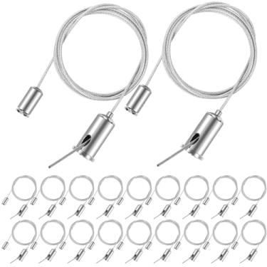 Imagem de Teemyaa 20 conjuntos de kit de sistema de suspensão de luminária hexagonal, kit de cabos de fio para pendurar no teto, cabos de suspensão de luz de aquário de 1 m selados com PVC, dobradiça ajustável