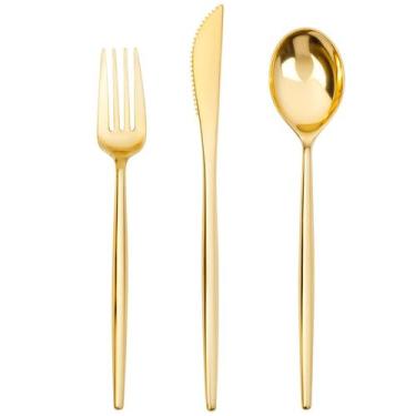 Imagem de Conjunto de talheres de plástico SUT 150PCS Gold