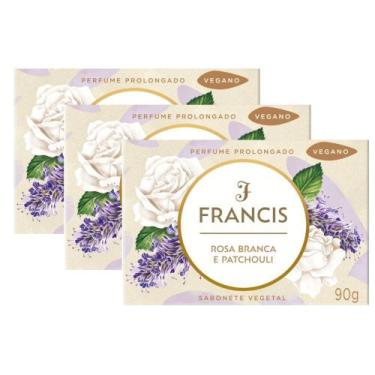 Imagem de Kit 3 Sabonete Francis Rosa Branca e Patchouli com 90g