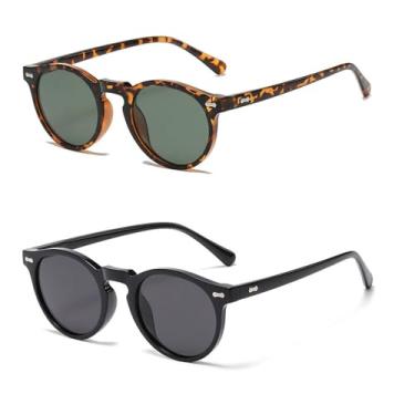 Imagem de Ridering Óculos de sol redondos polarizados para crianças, lindos óculos de sol retrô para crianças, meninas, meninos, festas, praia, sombras de 3 a 9 anos, Leopardo preto + chá, tamanho �nico