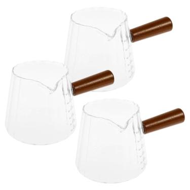 Imagem de Copo medidor de vidro de 170 g com cabo de madeira, copo medidor de café expresso transparente, jarro de medição de vidro com balança para bebidas de leite (cor transparente)