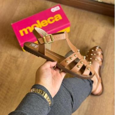 Imagem de Sandália Feminina Moleca Rasteira 5555202, 36, Camel