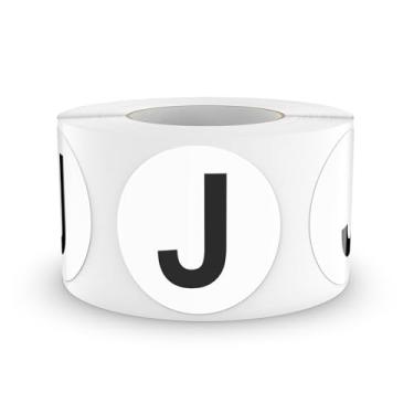 Imagem de FINDAT Adesivos redondos com letra J, círculo de vinil, 3,8 cm, letras maiúsculas, etiquetas autoadesivas, removíveis, à prova d'água, pontos para inventário de escritório em casa, 500 peças