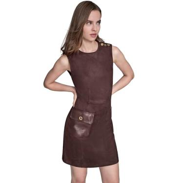 Imagem de BCBG Minivestido feminino sem mangas com detalhe de bolso de camurça evasê, Expresso/expresso, 36
