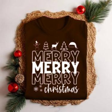 Imagem de Camiseta Unissex Natal Merry Christmas Vazado Festa Personalizado Esta