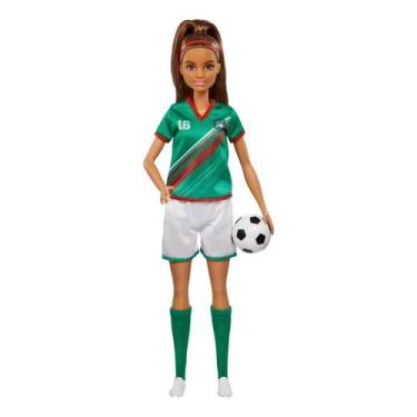 Imagem de Boneca barbie jogadora de futebol verde e branco morena - mattel hcn18