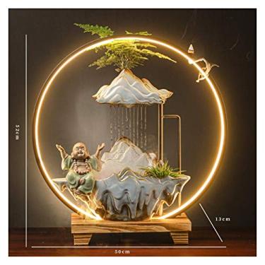 Imagem de Fonte de mesa Zen Lucky fonte de água paisagem objeto sala de estar entrada escritório secretária humidificador abertura presente de inauguração fontes de secretária (cor: Grande) (F)