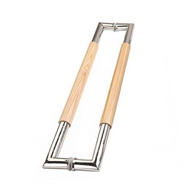 Imagem de Maçaneta de porta de aço inoxidável, puxador de madeira SOID para porta de vidro, puxador de porta de correr de vidro, corrimão da porta principal de hotéis, puxador de porta emoldurado/a/600 mm (C