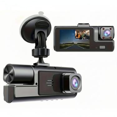 Imagem de Câmera Dash Veicular Frontal Full HD 1080P Interna 720P Visão Noturna, Ângulo Amplo 170 Graus, D53S, Preto