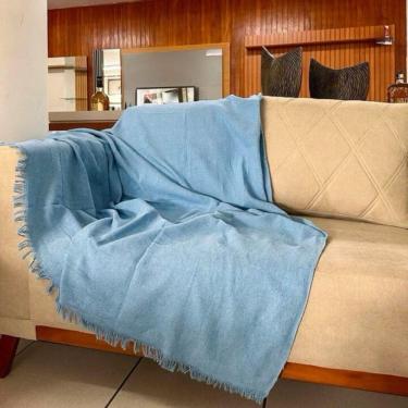 Imagem de Manta Para Sofá E Cama 2,20x1,70cm Decorativa De Luxo Grande Capa De Sofa Azul Bebê