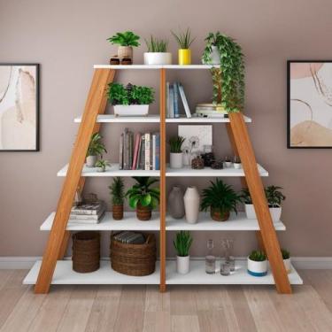 Imagem de Kit 2 Estantes Escada Multiuso para Livros 5 Prateleiras 134cmx164cm -