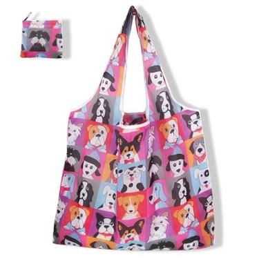 Imagem de Linda bolsa de ombro com estampa de cachorro, bolsa de mão de grande capacidade para mulheres, bolsa de supermercado portátil, adequada para fitness, viagens e uso diário