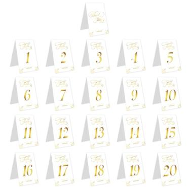 Imagem de 21un Números Mesa Casamento Dourados, Números Mesa Ouro de 1 a 20 Lados Adequados para Recepção de Casamento Festa Banquete Chá Panela Decoraçãode Aniversário