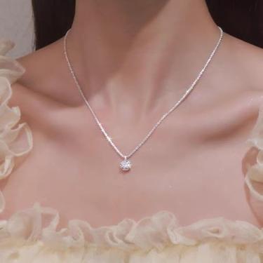 Imagem de Colar com pingente de strass brilhante, verde, tridimensional, zircônia, corrente de clavícula, adequado para melhores amigas e presentes femininos