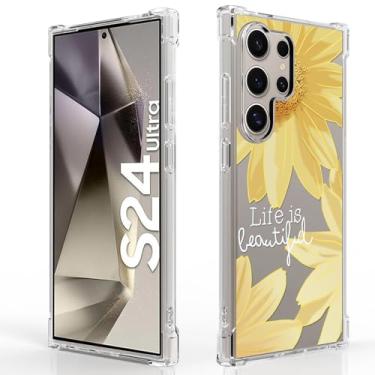 Imagem de Osophter Capa para Samsung Galaxy S26 Ultra: Capa de telefone de borracha TPU flexível floral floral para Samsung Galaxy S26 Ultra(flor grande sol)