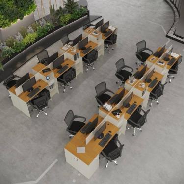 Imagem de Estação De Trabalho 16 Lugares Office Tech 16 Mesas 12 Armár - Off White E Cedro Off White E Cedro