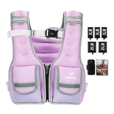 Imagem de Colete com peso ajustável feminino masculino de 2,3 a 5,4 kg com 5 pesos removíveis, coletes femininos pesados com zíper para caminhada, corrida, treino de força, roxo