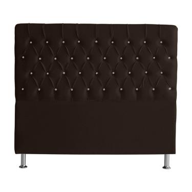 Imagem de Cabeceira De Cama Box Paris Casal 140 Cm Botão Strass Suede Marrom Do Lar Móveis