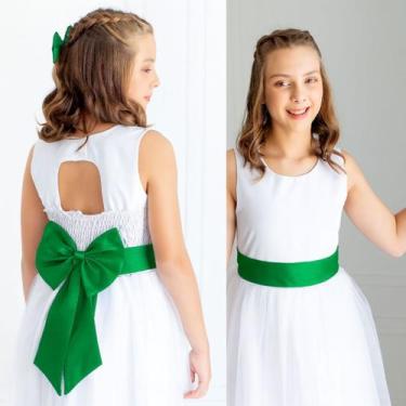 Imagem de Faixa e Laço VERDE BANDEIRA Infantil Acessório Para Vestido Festa eleg